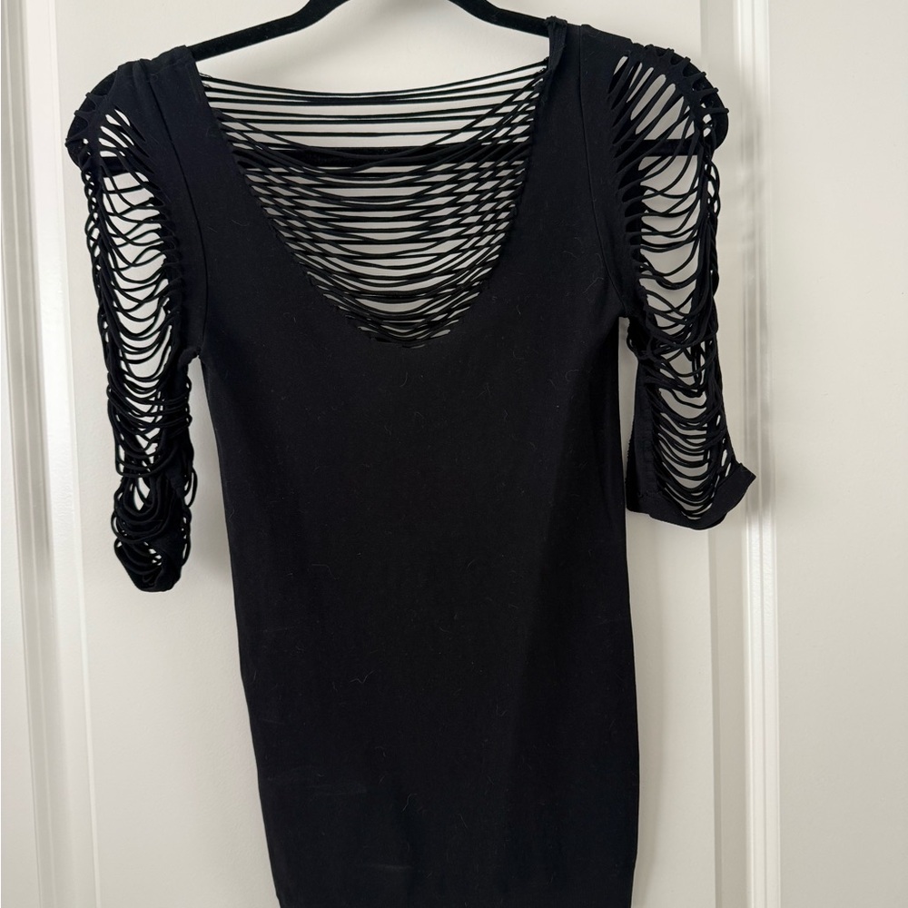 Black Cutout Sleeve Shirt